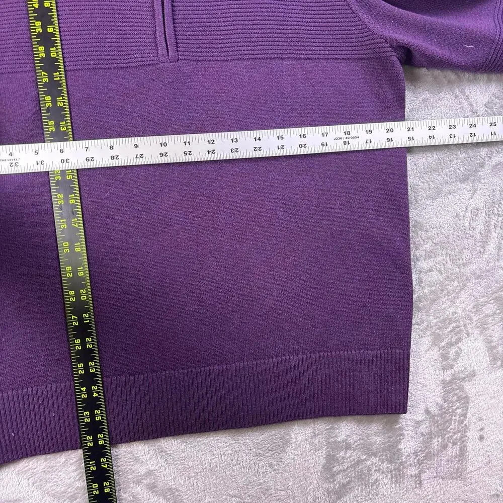 Smartwool Men’s Large Texture Half Zip Sweater Purple Merino Wool Blend Outdoor